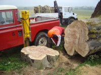  once sliced, lowered the log splitter to its ground setting, and just about managed to lever the slice onto the footplate